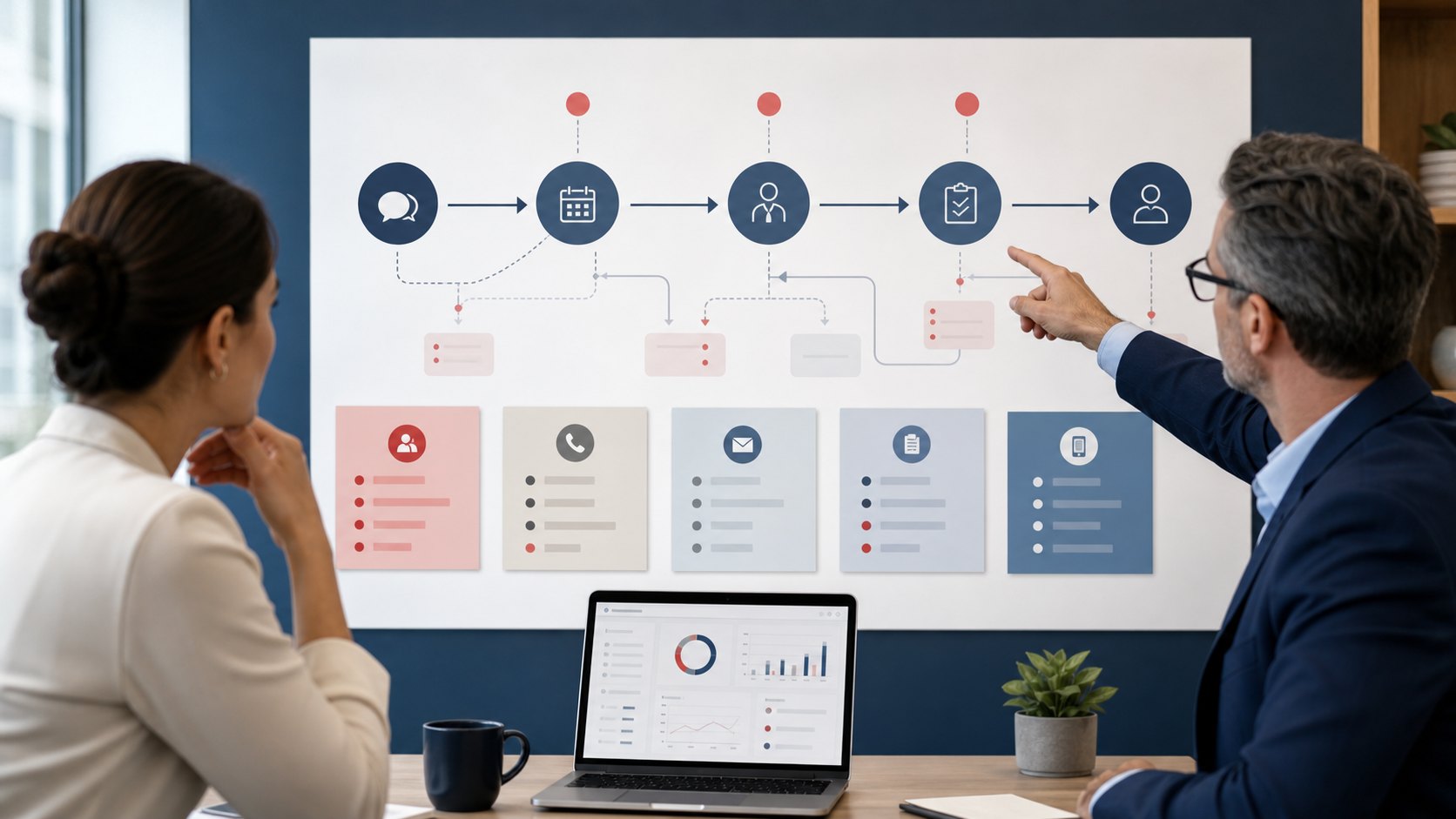 Healthcare patient journey map with highlighted growth leaks